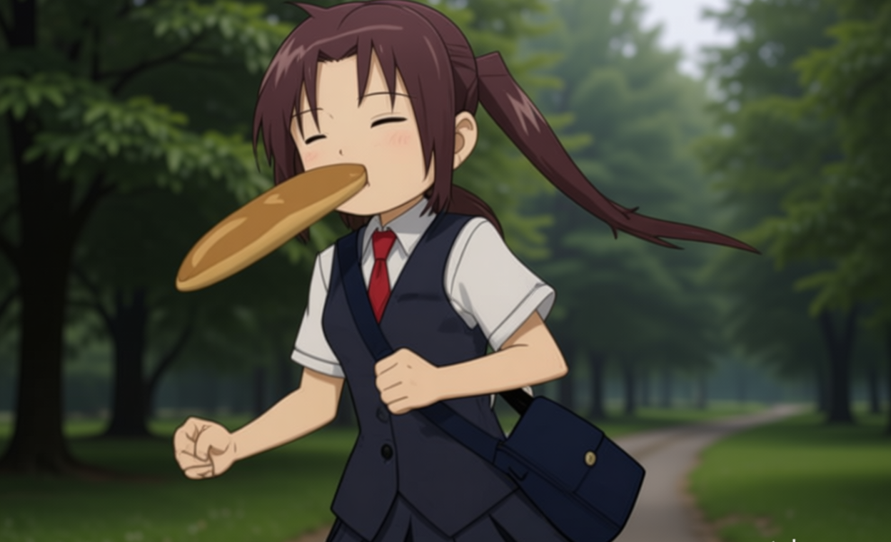 Key Discussion: 8 Meme Anime Terlambat Masuk Kelas, Lari Sambil Makan Roti