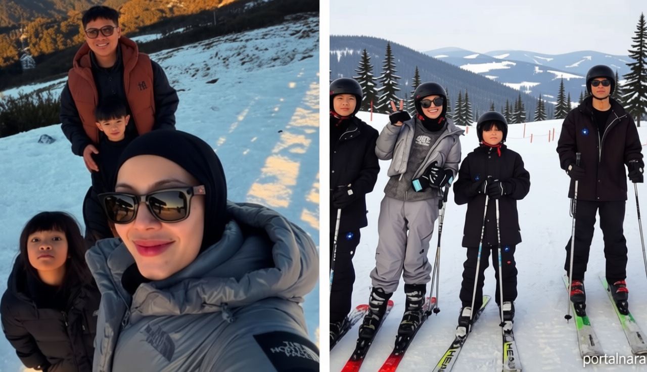 9 Potret Liburan Keluarga Ratna Galih di Mt Buller – Main Ski Bareng Anak!