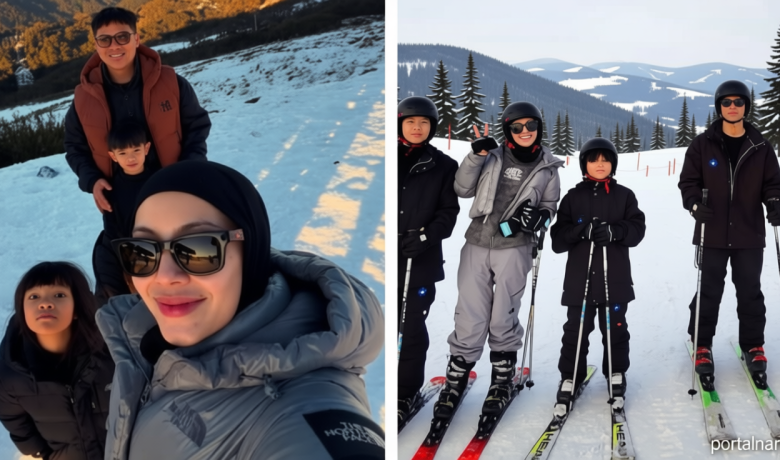 9 Potret Liburan Keluarga Ratna Galih di Mt Buller – Main Ski Bareng Anak!