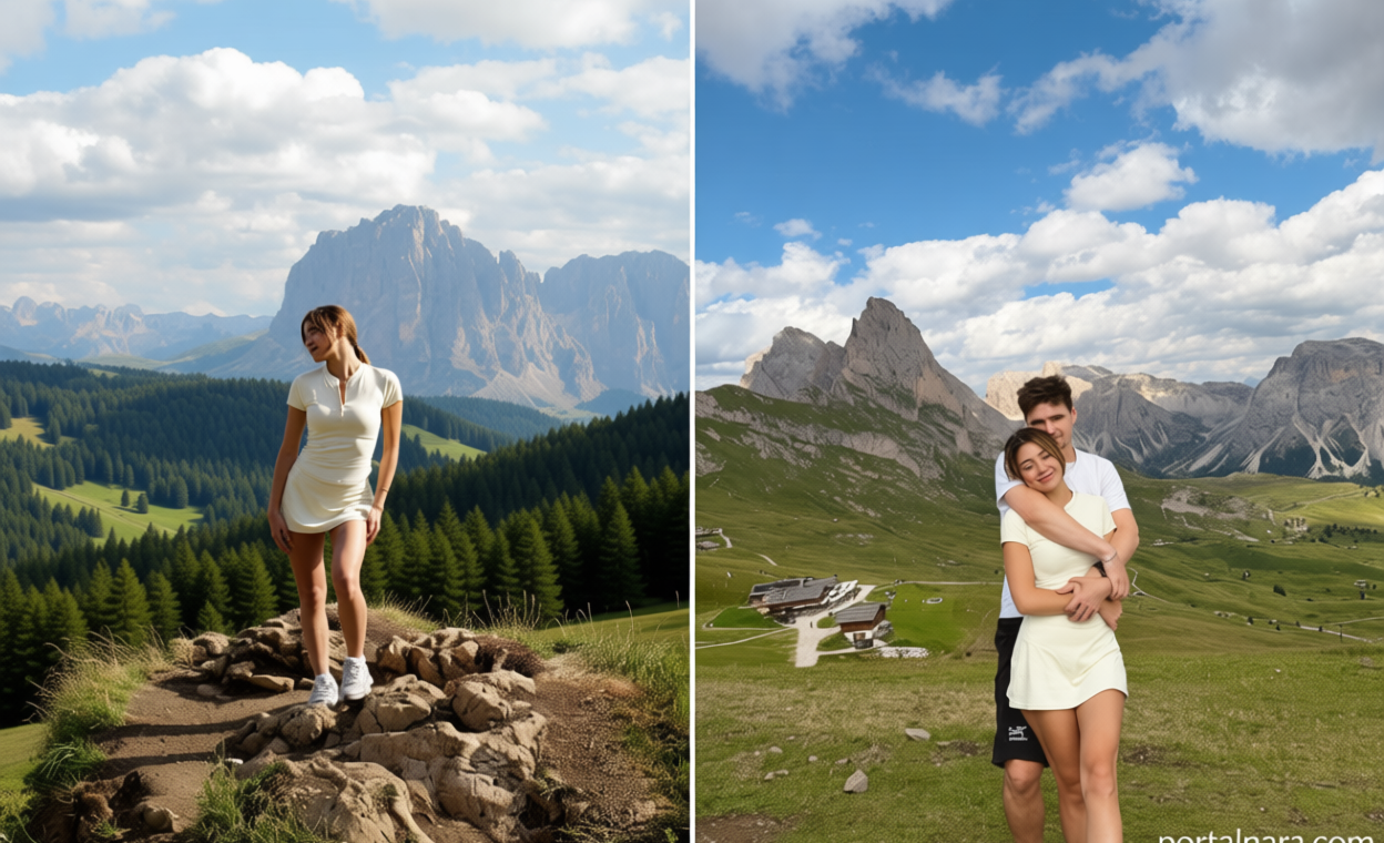10 Potret Regina Phoenix Menikmati Keindahan Alam Pegunungan Dolomites